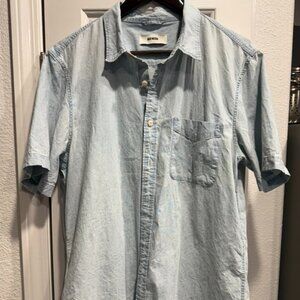 Buck Mason Chambray Short Sleeve Button Down Shirt Blue L
